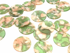 Pink & Green Tortoise Shell Acrylic Blanks Cutout, Circle blanks, earring bead jewelry making, 25mm circle jewelry, 1 Hole circle bangle