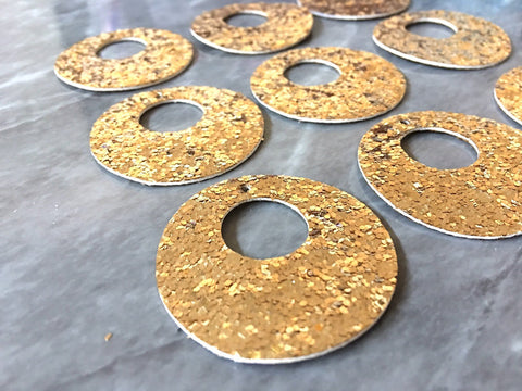 Glitter Round 42mm Circles, gold jewelry DIY blanks, circles for earrings or necklace, round gold earrings, geometric boho rhinestone