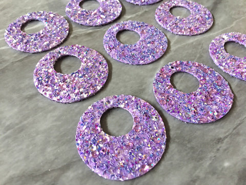 Glitter Round 42mm Circles, purple jewelry DIY blanks, circles for earrings or necklace, round purple earrings, geometric boho rhinestone