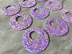 Glitter Round 42mm Circles, purple jewelry DIY blanks, circles for earrings or necklace, round purple earrings, geometric boho rhinestone