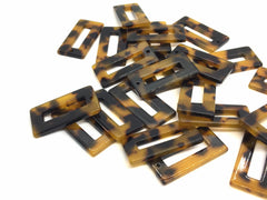 Brown Tortoise Shell Beads, 1 hole pendant rectangle shape acrylic 31mm Long Earring or Necklace pendant bead, acrylic tortoise shell