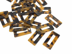 Brown Tortoise Shell Beads, 1 hole pendant rectangle shape acrylic 31mm Long Earring or Necklace pendant bead, acrylic tortoise shell