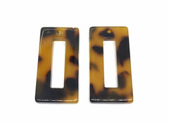 Brown Tortoise Shell Beads, 1 hole pendant rectangle shape acrylic 31mm Long Earring or Necklace pendant bead, acrylic tortoise shell