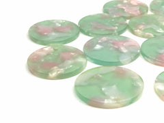 Pink & Green Tortoise Shell Acrylic Blanks Cutout, Circle blanks, earring bead jewelry making, 25mm circle jewelry, 1 Hole circle bangle