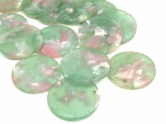 Pink & Green Tortoise Shell Acrylic Blanks Cutout, Circle blanks, earring bead jewelry making, 25mm circle jewelry, 1 Hole circle bangle