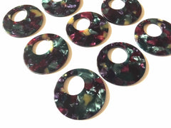 Purple & Green Tortoise Shell Acrylic Blanks Cutout, Circle blanks, earring bead jewelry making, 35mm circle jewelry, 1 Hole circle bangle