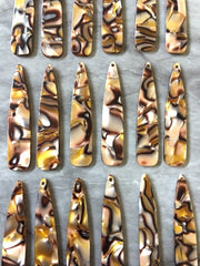 Yellow & Brown Confetti Tortoise Shell Beads, geometric shape acrylic 56mm Long Earring or Necklace pendant bead 1 one hole at top colorful
