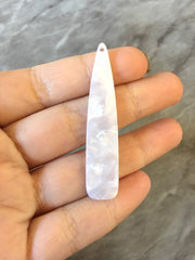 White Shell Tortoise Shell Beads, geometric shape acrylic 56mm Long Earring or Necklace pendant bead 1 one hole, mother of pearl color