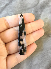 Black & White Resin SPECKLED Tortoise Shell Beads, geometric shape acrylic 56mm Long Earring or Necklace pendant bead 1 one hole