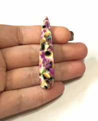 Purple orange Green FLORAL Tortoise Shell Beads, geometric shape acrylic 56mm Long Earring or Necklace pendant bead 1 one hole, flower earri