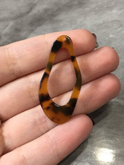 Brown Tortoise Shell Acrylic Blanks Cutout, earring bead jewelry making, 42mm oval jewelry, 1 Hole pendant drop earrings speckled