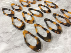 Brown Tortoise Shell Acrylic Blanks Cutout, earring bead jewelry making, 42mm oval jewelry, 1 Hole pendant drop earrings speckled