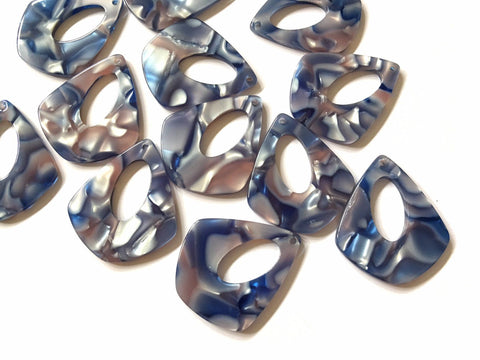 Blue MOSAIC Shell Tortoise Shell Acrylic Blanks Cutout, earring pendant jewelry making, 35mm jewelry, 1 Hole earring blanks mother of pearl