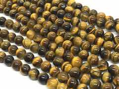 8mm Tigers eye Glass round Beads, jewelry Making beads, Wire Bangles, long necklaces, tassel necklace, brown black gemstones tiger eye