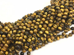8mm Tigers eye Glass round Beads, jewelry Making beads, Wire Bangles, long necklaces, tassel necklace, brown black gemstones tiger eye
