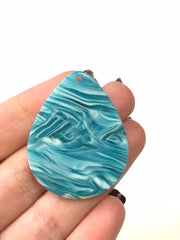 Teal Beach Tortoise Shell Acrylic Blanks Cutout, teardrop earring pendant jewelry making, 40mm 1 Hole earring blanks, geode agate