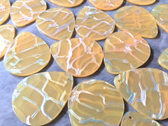 Yellow & Silver crackle Tortoise Shell Acrylic Blanks Cutout, Circle blanks, earring bead jewelry making, 36mm teardrop jewelry 1 Hole