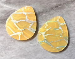 Yellow & Silver crackle Tortoise Shell Acrylic Blanks Cutout, Circle blanks, earring bead jewelry making, 36mm teardrop jewelry 1 Hole