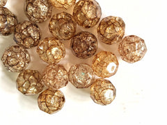 Brown Crackle in Resin 16mm beads, large acrylic ball beads, brown jewery, brown bangle, wire bangle, jewelry making bubblegum beads