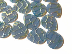 Blue & Silver crackle Tortoise Shell Acrylic Blanks Cutout, Circle blanks, earring bead jewelry making, 36mm teardrop jewelry 1 Hole