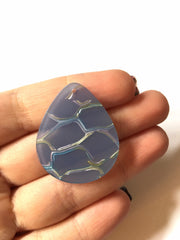 Blue & Silver crackle Tortoise Shell Acrylic Blanks Cutout, Circle blanks, earring bead jewelry making, 36mm teardrop jewelry 1 Hole