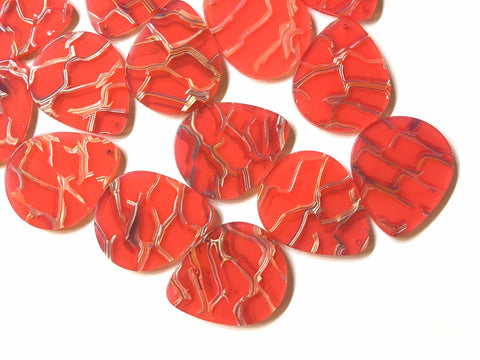 Red & Silver crackle Tortoise Shell Acrylic Blanks Cutout, Circle blanks, earring bead jewelry making, 36mm teardrop jewelry 1 Hole