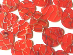 Red & Silver crackle Tortoise Shell Acrylic Blanks Cutout, Circle blanks, earring bead jewelry making, 36mm teardrop jewelry 1 Hole