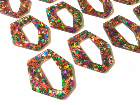 Rainbow Holograph Starburst foil Acrylic Blanks Cutout, earring pendant jewelry making, 42mm 1 Hole earring blanks, unicorn jewelry diy