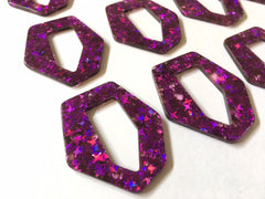 Purple Holograph Starburst foil Acrylic Blanks Cutout, earring pendant jewelry making, 42mm 1 Hole earring blanks, purple jewelry diy