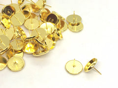 12mm Druzy Cabochon Settings, Gold jewelry making kit, earring set, diy jewelry, druzy studs, 12mm Druzy, stud earrings backings plates
