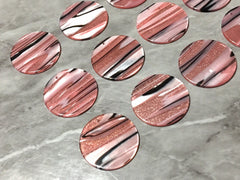 Pink Black White STRIPED Tortoise Shell Beads, circle cutout acrylic 36mm Earring Necklace pendant bead one hole at top, colorful acrylic