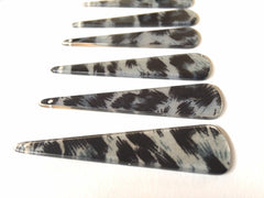 Black Animal Print acrylic laser cut Beads, geometric shape acrylic 62mm Long Earring or Necklace pendant bead 1 one hole at top