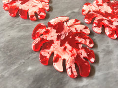 Red Large Tortoise Shell Palm Leaf Monstera Acrylic Earring Blanks, acrylic blanks, palm tree leaves jewelry, resin earrings, lucite plastic