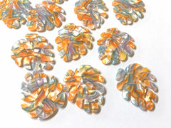 Orange Pastel Large Tortoise Shell Palm Leaf Monstera Acrylic Earring Blanks, acrylic blanks, resin palm tree leaves jewelry, lucite plastic