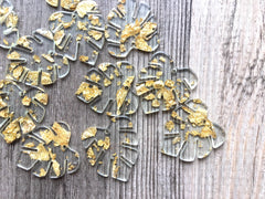 Gold Foil & Clear Resin Acrylic Blanks Cutout, monstera palm leaves leaf blanks, earring pendant jewelry making 31mm circle jewelry 1 hole