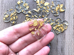 Gold Foil & Clear Resin Acrylic Blanks Cutout, monstera palm leaves leaf blanks, earring pendant jewelry making 31mm circle jewelry 1 hole