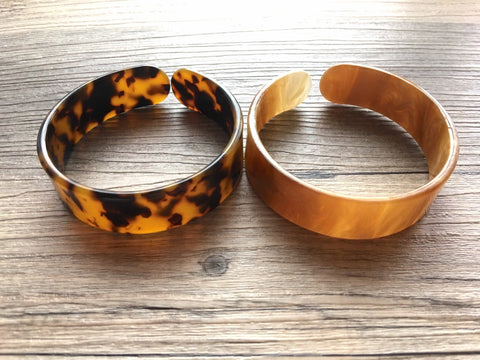 Brown or Blonde Tortoise Shell Bracelet Blanks, resin lucite tortoise shell acetate celluloid jewelry, animal print bracelet monogram blanks