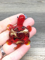 Red Turtle Handmade Lampwork Blown Glass pendant, Grade A 54mm glass bead long mandala necklace, glass necklace jewelry