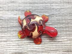 Red Turtle Handmade Lampwork Blown Glass pendant, Grade A 54mm glass bead long mandala necklace, glass necklace jewelry