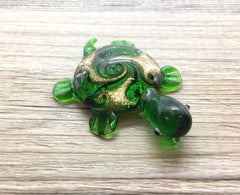 Green Turtle Handmade Lampwork Blown Glass pendant, Grade A 54mm glass bead long mandala necklace, glass necklace jewelry