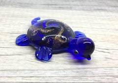 Royal Blue Turtle Handmade Lampwork Blown Glass pendant, Grade A 54mm glass bead long mandala necklace, glass necklace jewelry