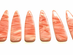 Coral Waves Tortoise Shell Beads, long skinny acrylic 56mm drop Earring or Necklace pendant bead one hole at top, coral jewelry