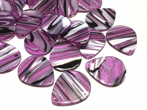 Purple & Silver striped Tortoise Shell Acrylic Blanks Cutout blanks, earring bead jewelry making, 36mm teardrop jewelry 1 Hole