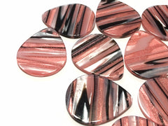 Coral & Silver striped Tortoise Shell Acrylic Blanks Cutout blanks, earring bead jewelry making, 36mm teardrop jewelry 1 Hole gray black