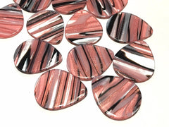 Coral & Silver striped Tortoise Shell Acrylic Blanks Cutout blanks, earring bead jewelry making, 36mm teardrop jewelry 1 Hole gray black