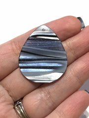 Blue & Silver striped Tortoise Shell Acrylic Blanks Cutout blanks, earring bead jewelry making, 36mm teardrop jewelry 1 Hole gray black