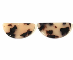 XL 37mm Blonde Tortoise Shell Beads, half moon shape acrylic Earring or Necklace pendant bead, 1 hole pendant acrylic tortoise shell, brown
