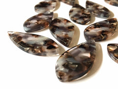 Hot Cocoa Teardrop Tortoise Shell Acrylic Blanks Cutout, oval blanks, earring pendant jewelry making, brown cream 38mm 1 Hole earring