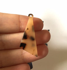 Blonde Tortoise Triangle Shell Acrylic Blanks Cutout, earring pendant jewelry making, brown champagne 36mm 1 Hole earring