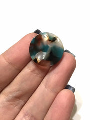 Turquoise Tortoise Shell Acrylic Blanks Cutout, round blanks, earring bead jewelry making, 20mm circle jewelry, 1 Hole bangle single hole